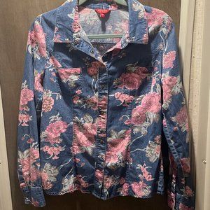 Guess Floral Snap Denim Shirt size large